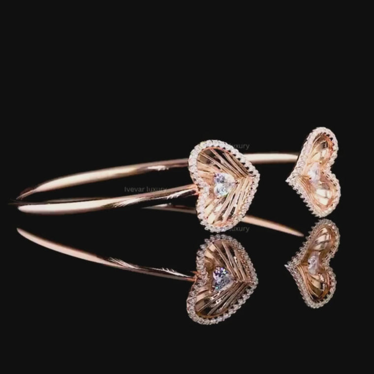 Heart & Round Cut Heart Motif Open Bracelet video