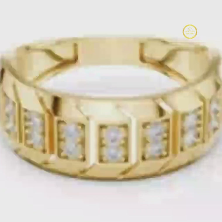 Round Cut Men's Chevron Edge Geometric Statement Ring video