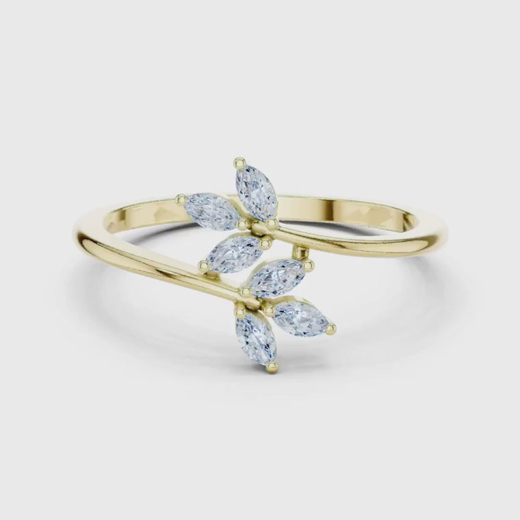 Marquise Leaf Open Bypass Promise Ring video