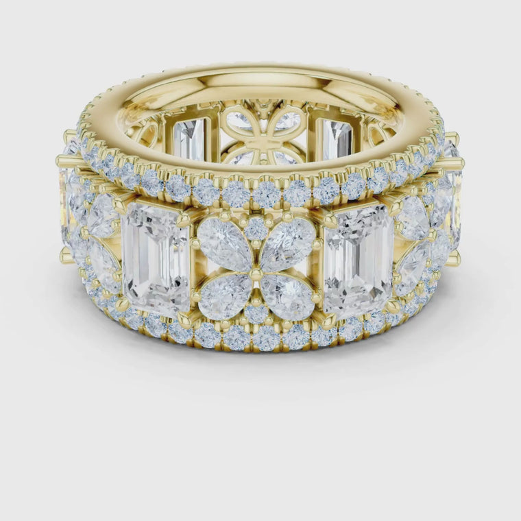 Floral Wide Emerald & Pear Cut Eternity Wedding Band video