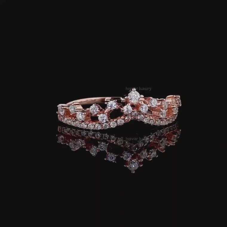 Colored Gemstone Chevron Round Cut Anniversary Ring video