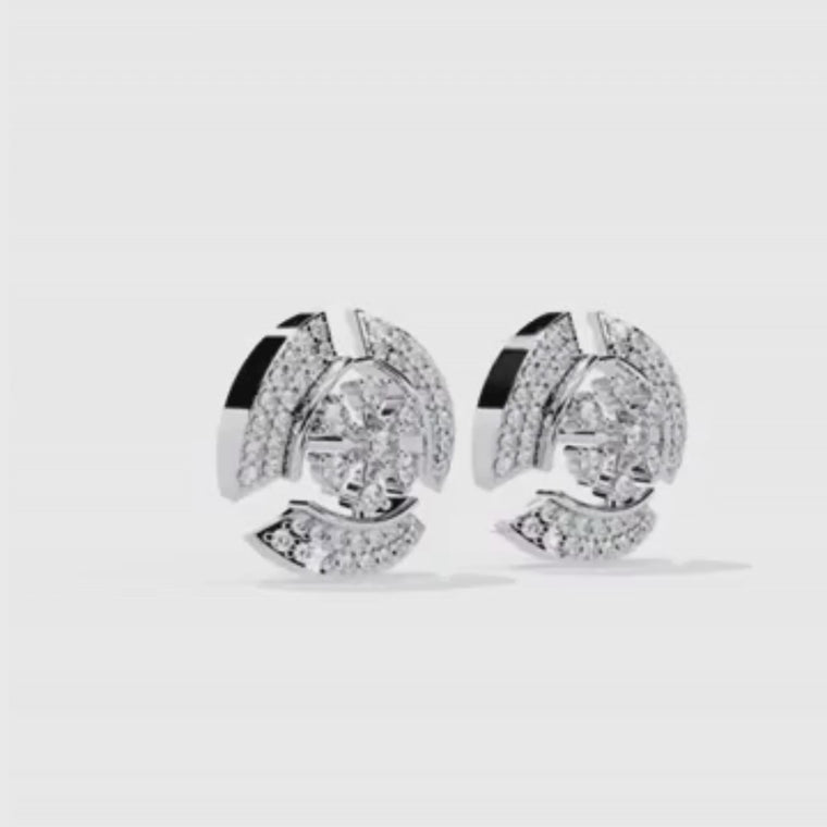 Crescent Round Studs with Multi Petal Floral Accent video