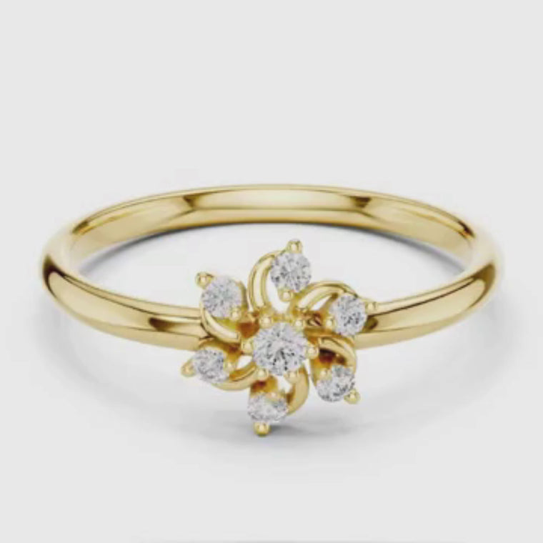 Floral Swirl Round Cut Cluster Engagement Ring video