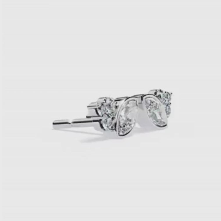 Marquise Bezel Set Cluster Stud Earrings video