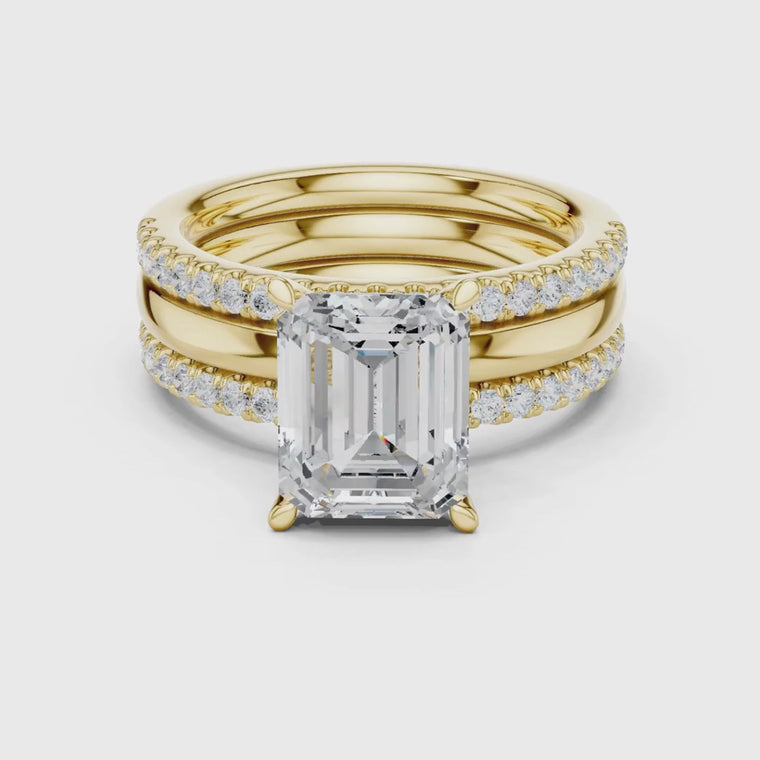 Emerald Cut Ring Pave Bridal Set video