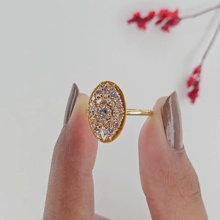 Vintage Oval Floral Cluster Engagement Ring video