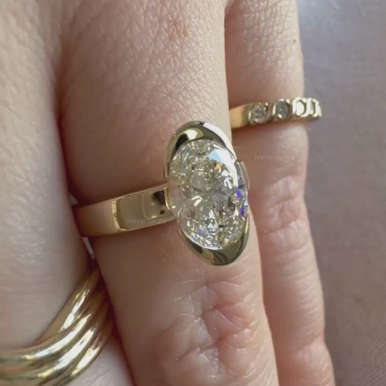 Oval Cut Bezel Solitaire Ring video