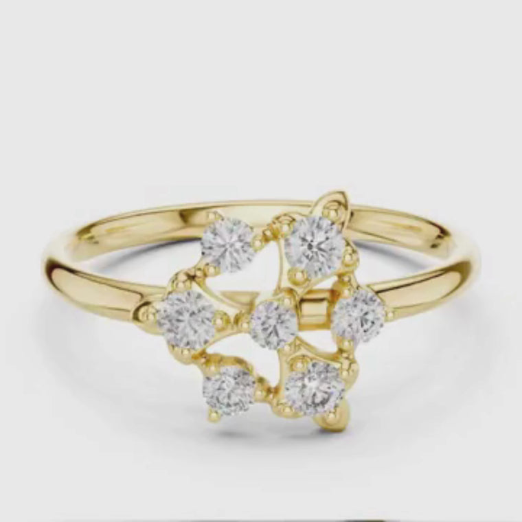 Round Floral Cluster Minimalist Delicate Ring video