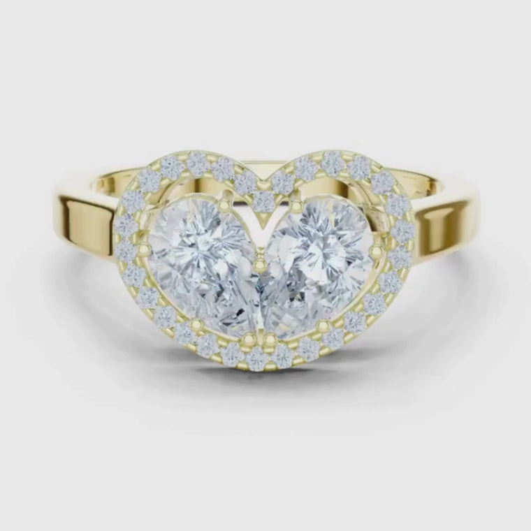 Heart Halo Twin Pear Cut Ring video