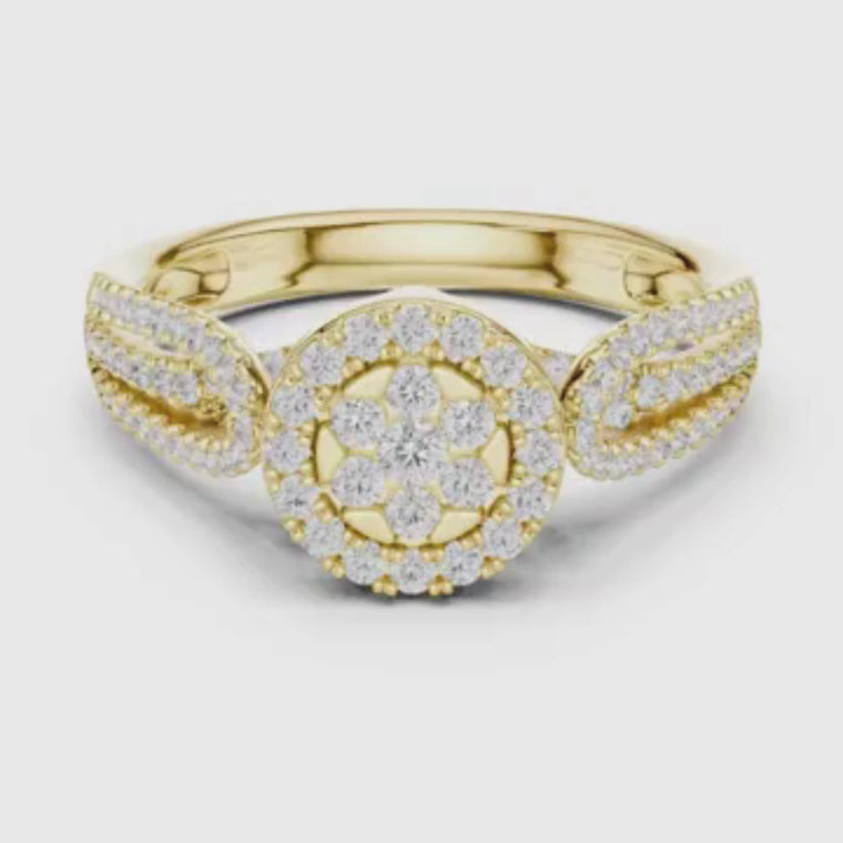 Round Cut Halo Ring with Pave Band video