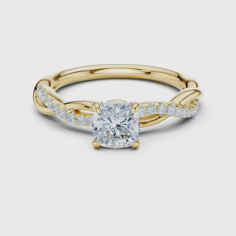 Cushion Cut Twisted Pave Engagement Ring video