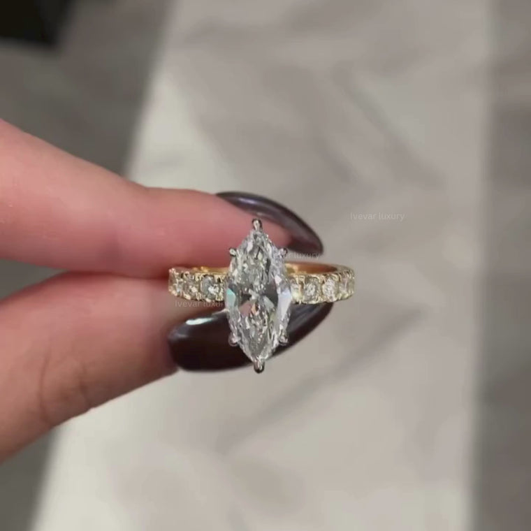 Pave Marquise Cut Solitaire Engagement Ring video