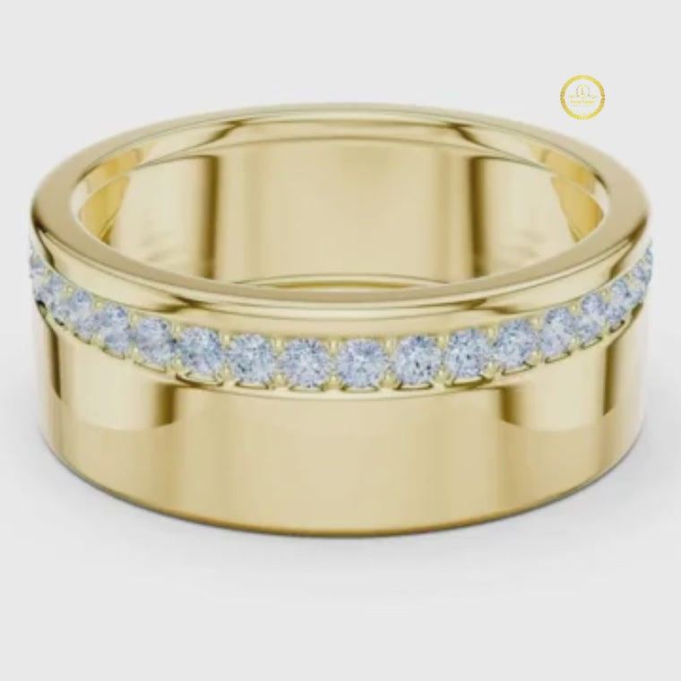 Round Cut Men's Wide Channel Set Eternity Band video