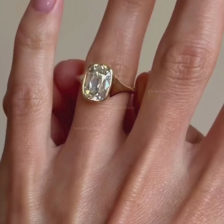 Old Mine Cushion Bezel Ring With Solitaire Band video