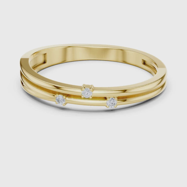 Three Flush Set Gold Band Ring video
