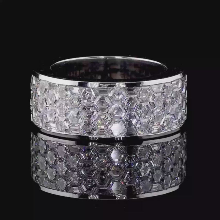 Invisible Set Hexagon Cut Lab Grown Diamond Geometric Statement Ring video