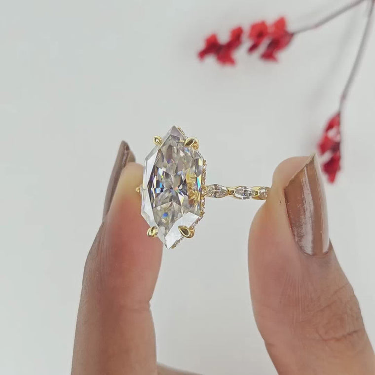 Dutch Marquise Hidden Halo with Pave Band Ring video