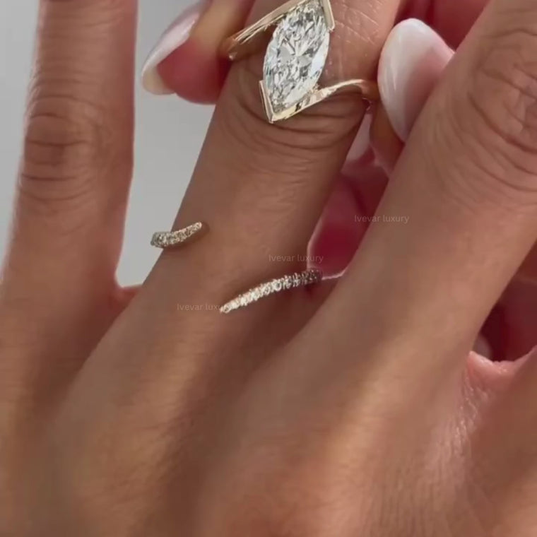 Marquise Cut Women's Semi Bezel Bypass Bridal Set video