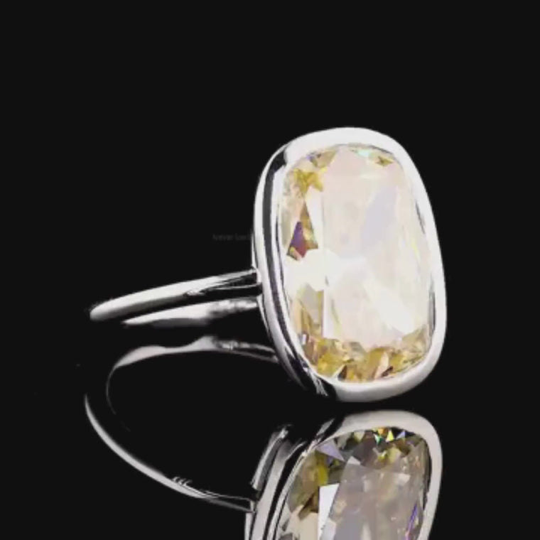 Champagne Cushion Cut Bezel Set Solitaire Engagement Ring video