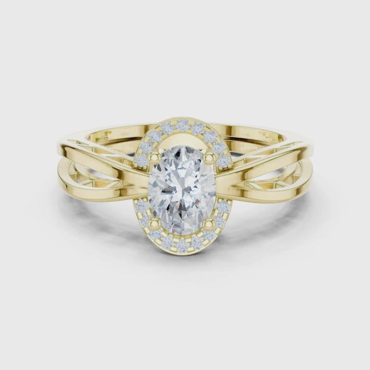 Oval Cut Halo Split Band Engagement Ring video
