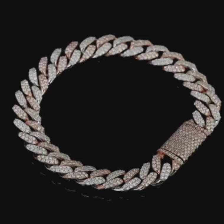 Round Cut Pave Thick Cuban Chain Bracelet video