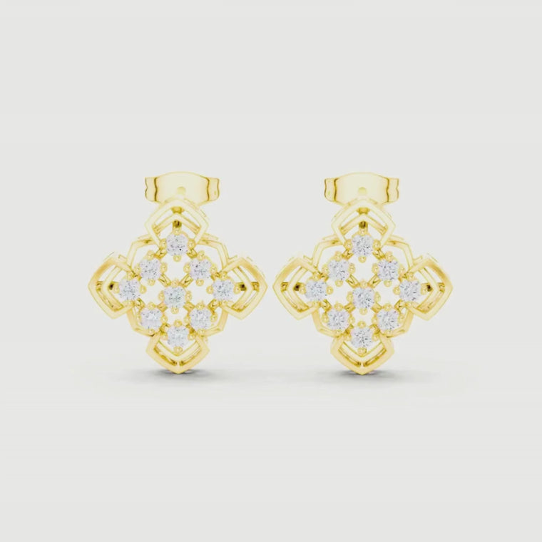 Honeycomb Lattice Round Openwork Stud Earrings video