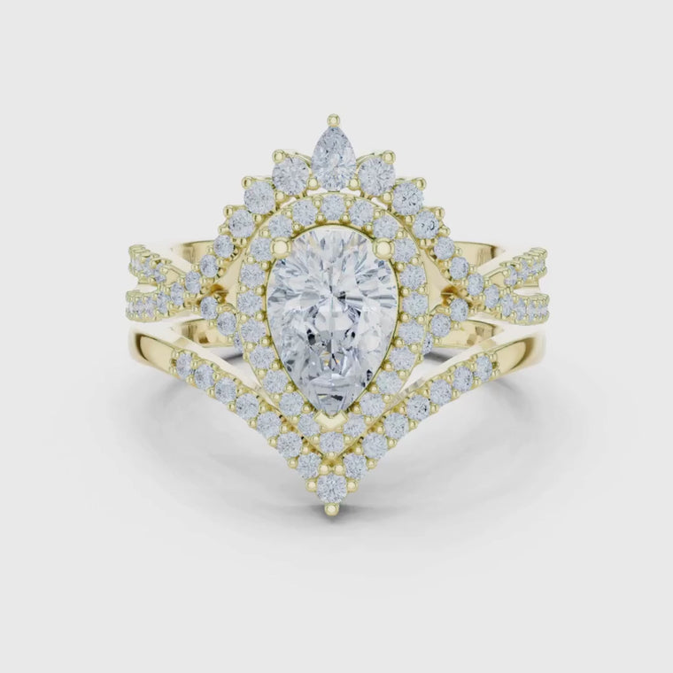 Pear Cut Double Halo Anniversary Ring video