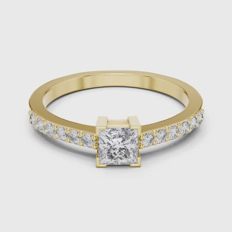 Princess Cut Pavé Engagement Ring video