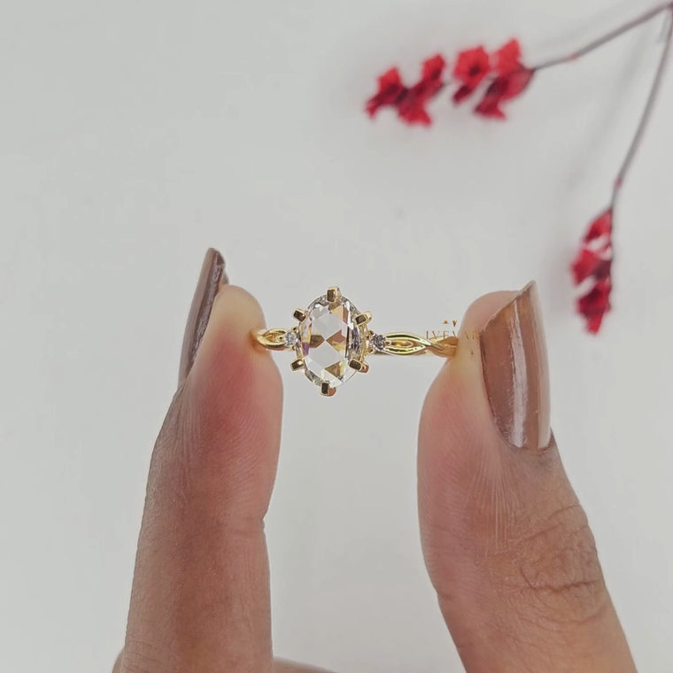 Oval Rose Cut Twisted Infinity Engagement Ring video