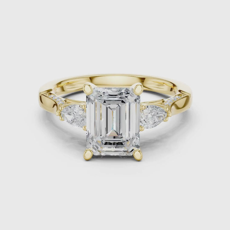 Emerald Cut Side Stone Pave Engagement Ring video