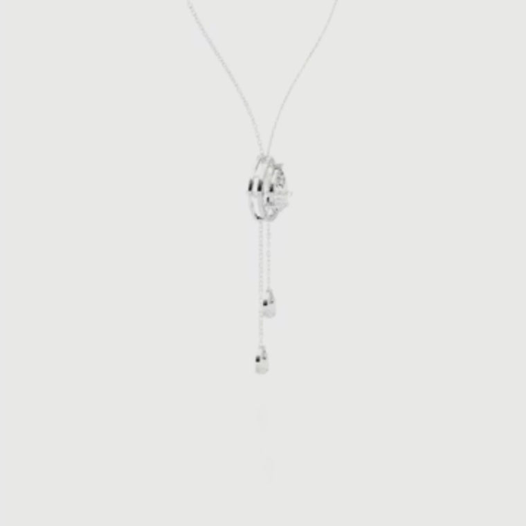 Teardrop Halo Lariat Pendant Necklace video
