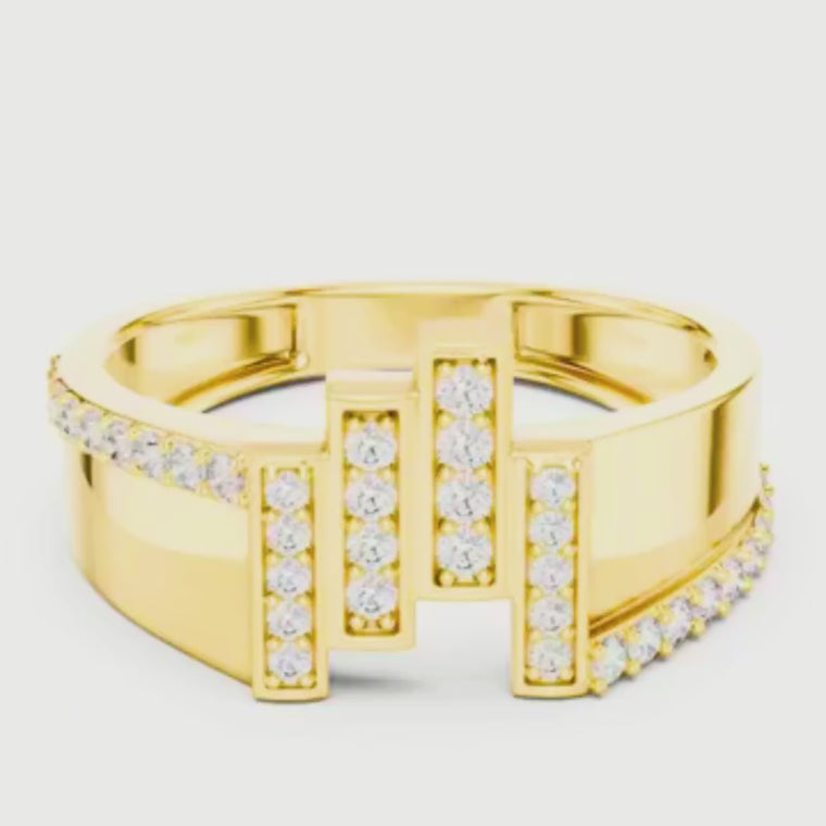 Round Cut Lab Grown Diamond Men's Equalizer Pave Statement Ring video