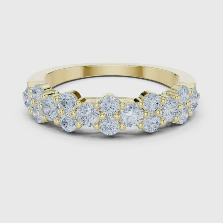 Round Cut Cluster Half Eternity Wedding Band Ring video
