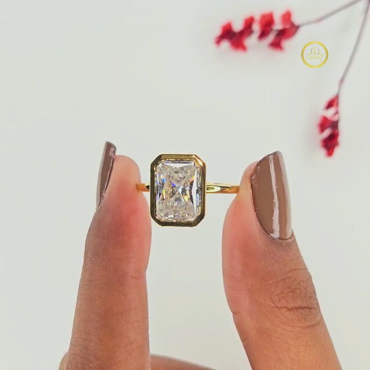 Radiant Cut Bezel Solitaire Ring video