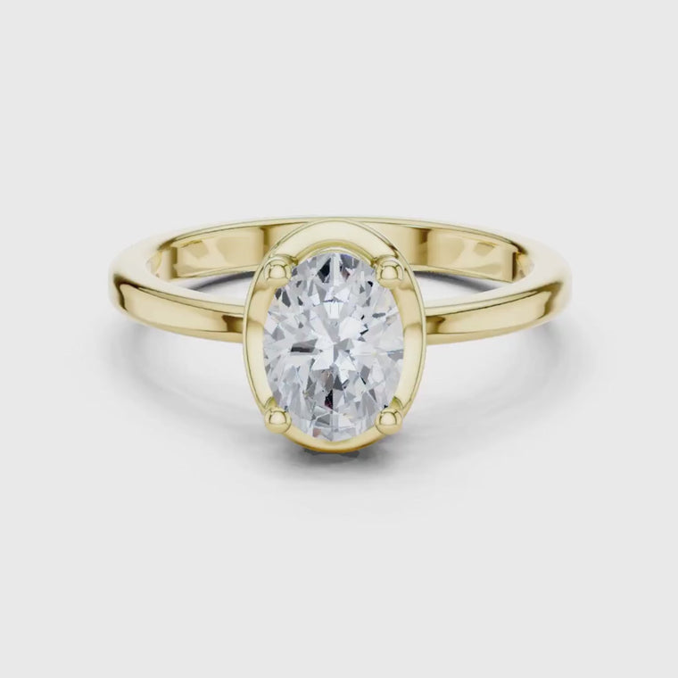 Bezel Set Oval Solitaire Engagement Ring video