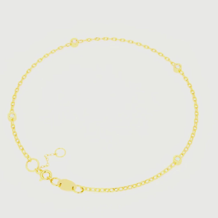 Three Bezel Set Round Station Bracelet video