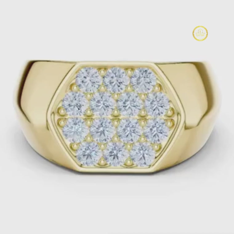Round Cut Men's Modern Geometric Cluster Wedding Band video