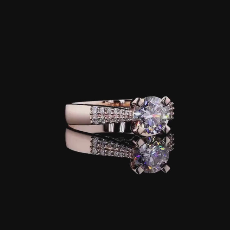 Round Cut Cathedral Pave Engagement Ring video