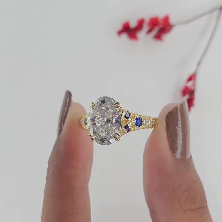 Vintage Oval Cut Sapphire Engagement Ring video