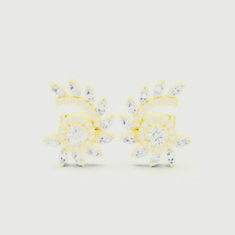 Marquise Leaf Earrings Spiral Vine Halo Cluster Studs video