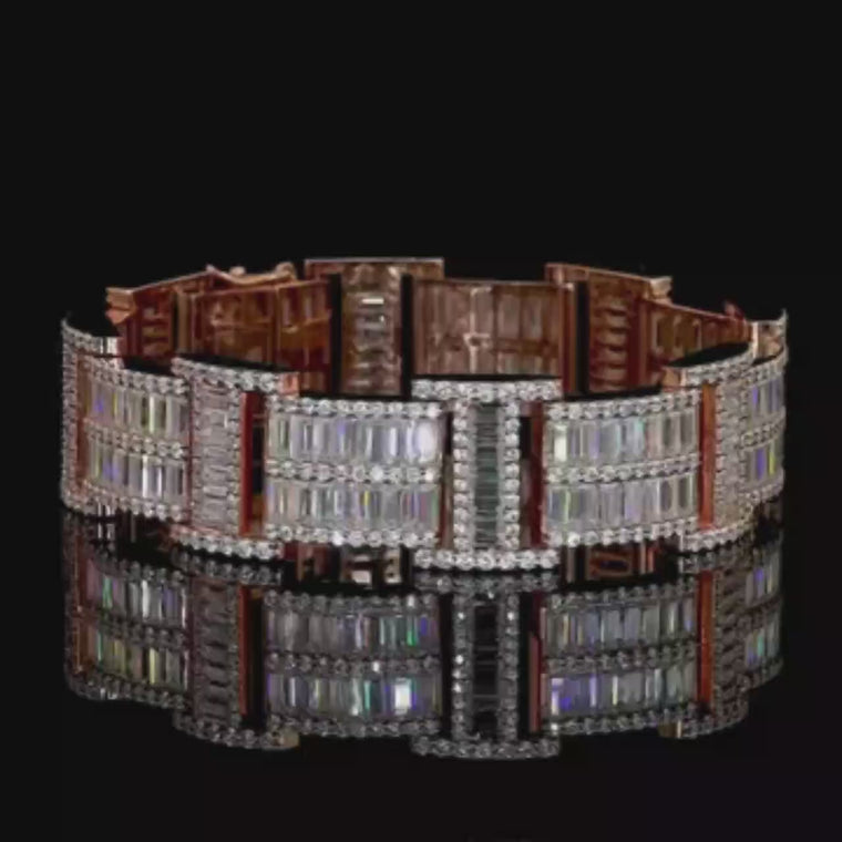 Round Cut Wide Link Tennis Bracelet video