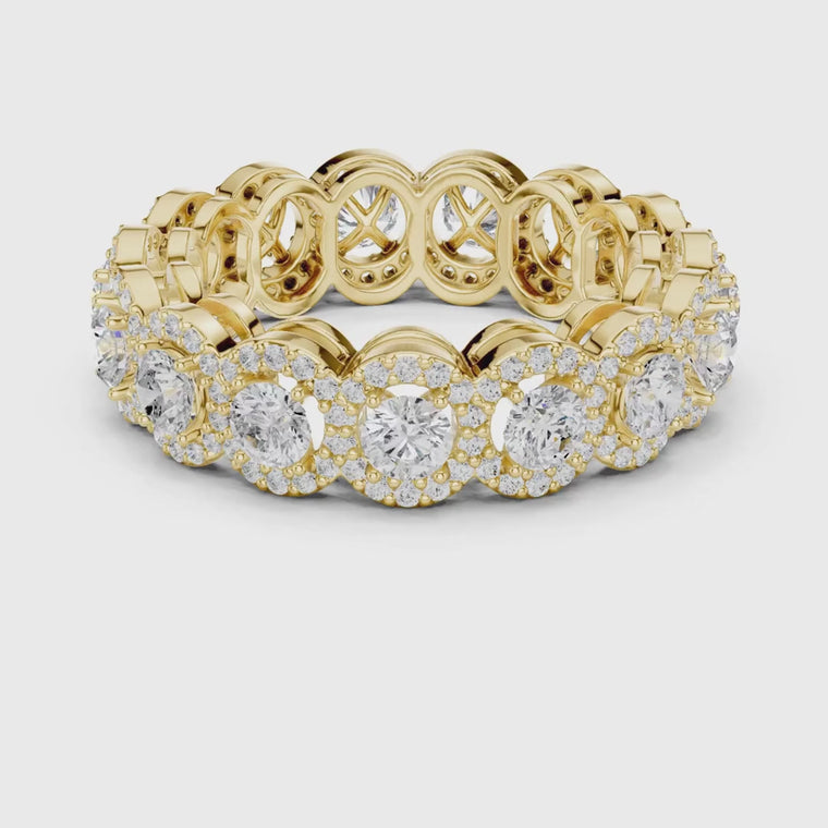 Round Halo Eternity Band for Women video
