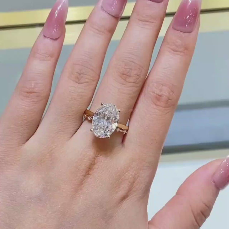 Hidden Halo Oval Engagement Ring With Minimalist Band video