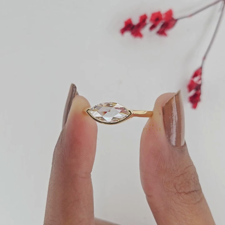 East West Half Bezel Set Marquise Cut Engagement Ring video