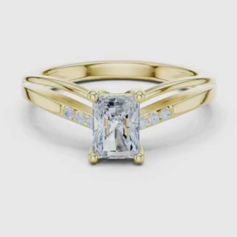 Radiant Cut Moissanite Split Shank Wedding Ring video