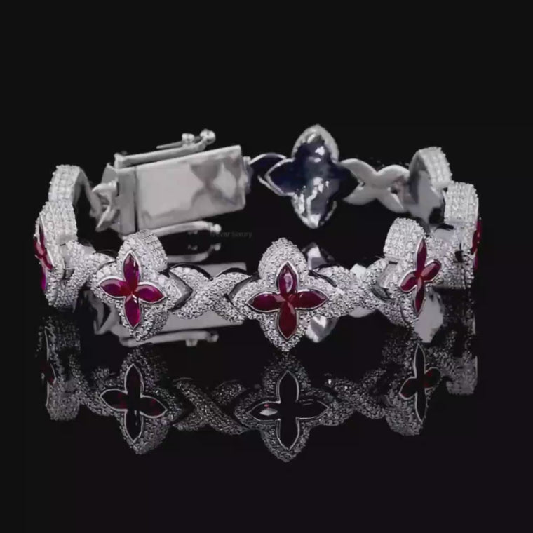 Marquise Floral Cut Moissanite Tennis Bracelet video