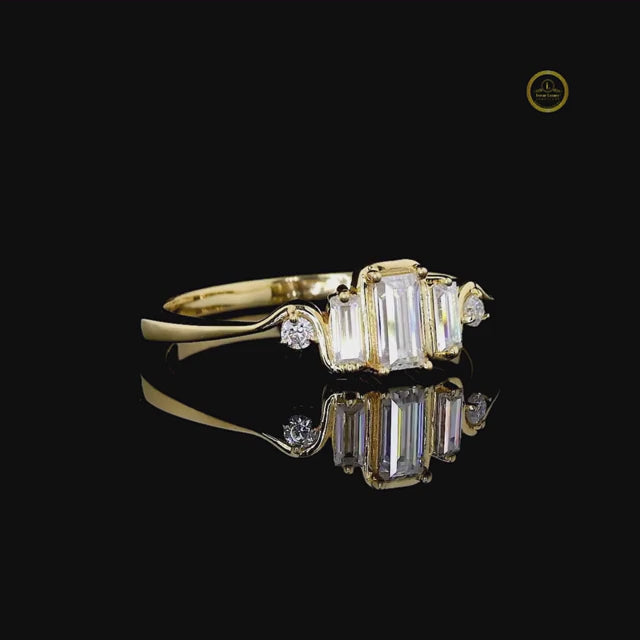 Three Baguette Wave Band Engagement Ring video