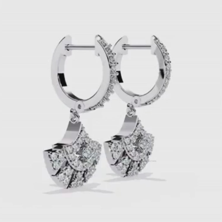 Geometric Fan Shaped Pave Round Cut Drop Earrings video