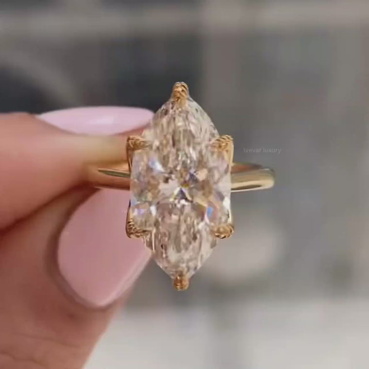 Marquise Cut Cathedral Solitaire Engagement Ring video