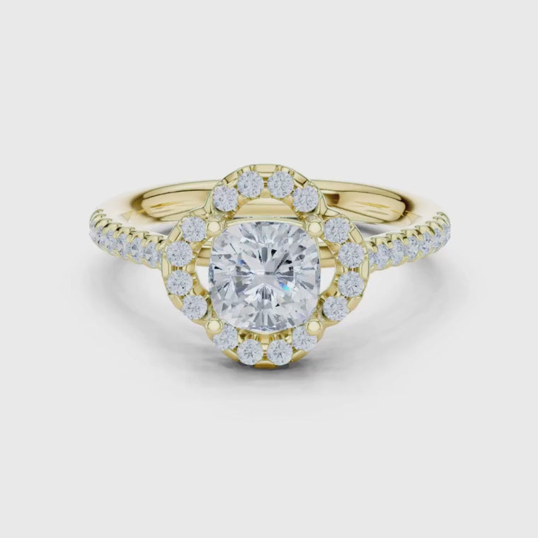 Round Halo Pave Engagement Ring video